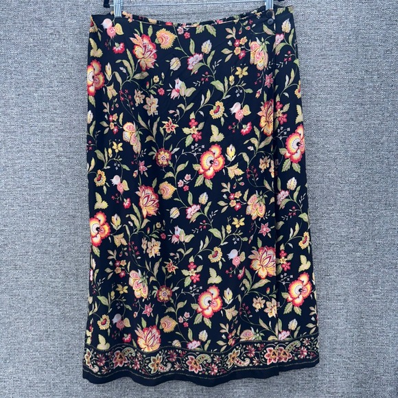 Vintage 90s Maxi Skirt 2x Bohemian Fairy Floral Wrap USA Made‎ Dark Academia - Picture 1 of 16